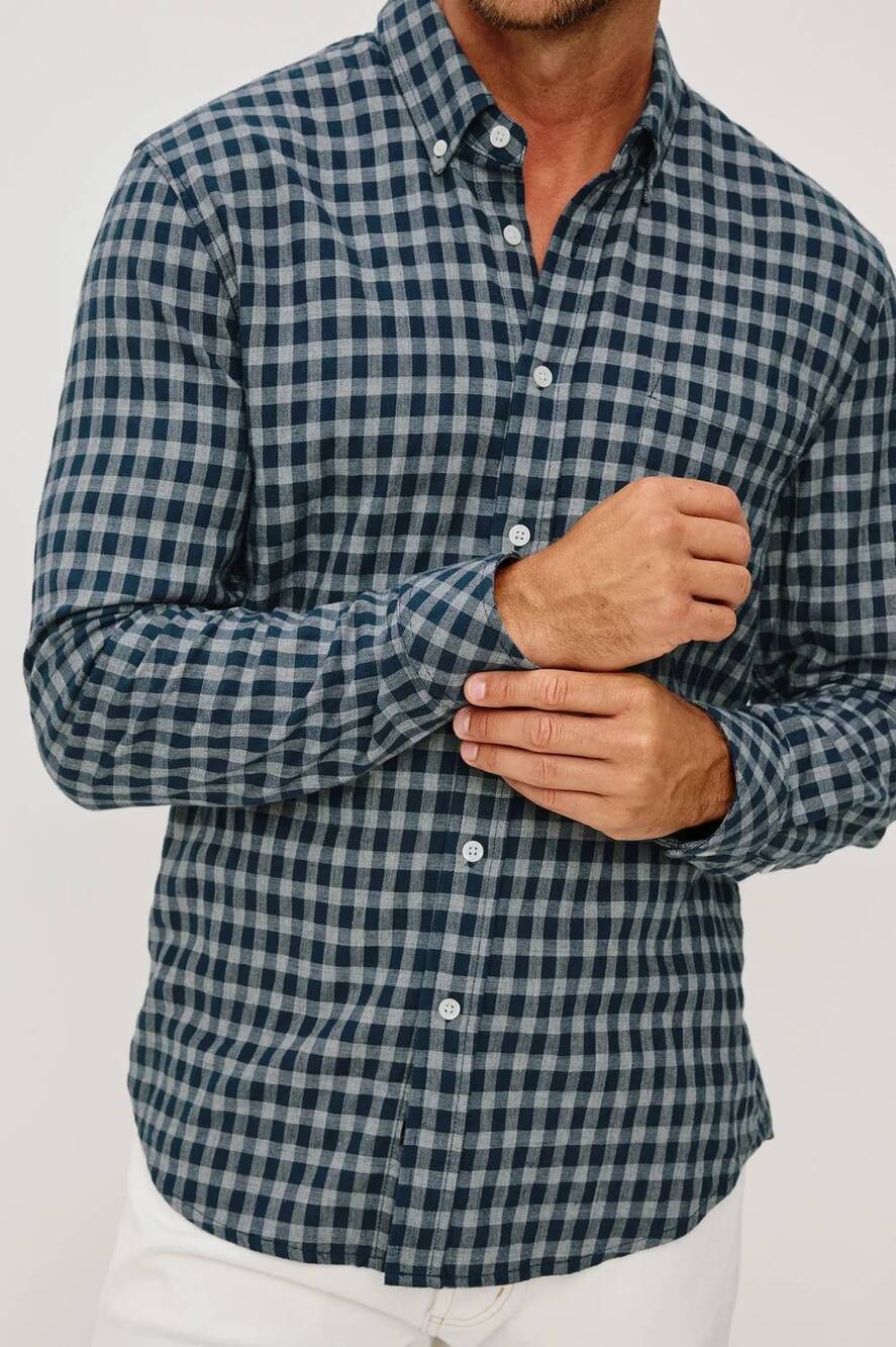 NEW RAILS men's vance shirt in navy check - Picture 5 of 5